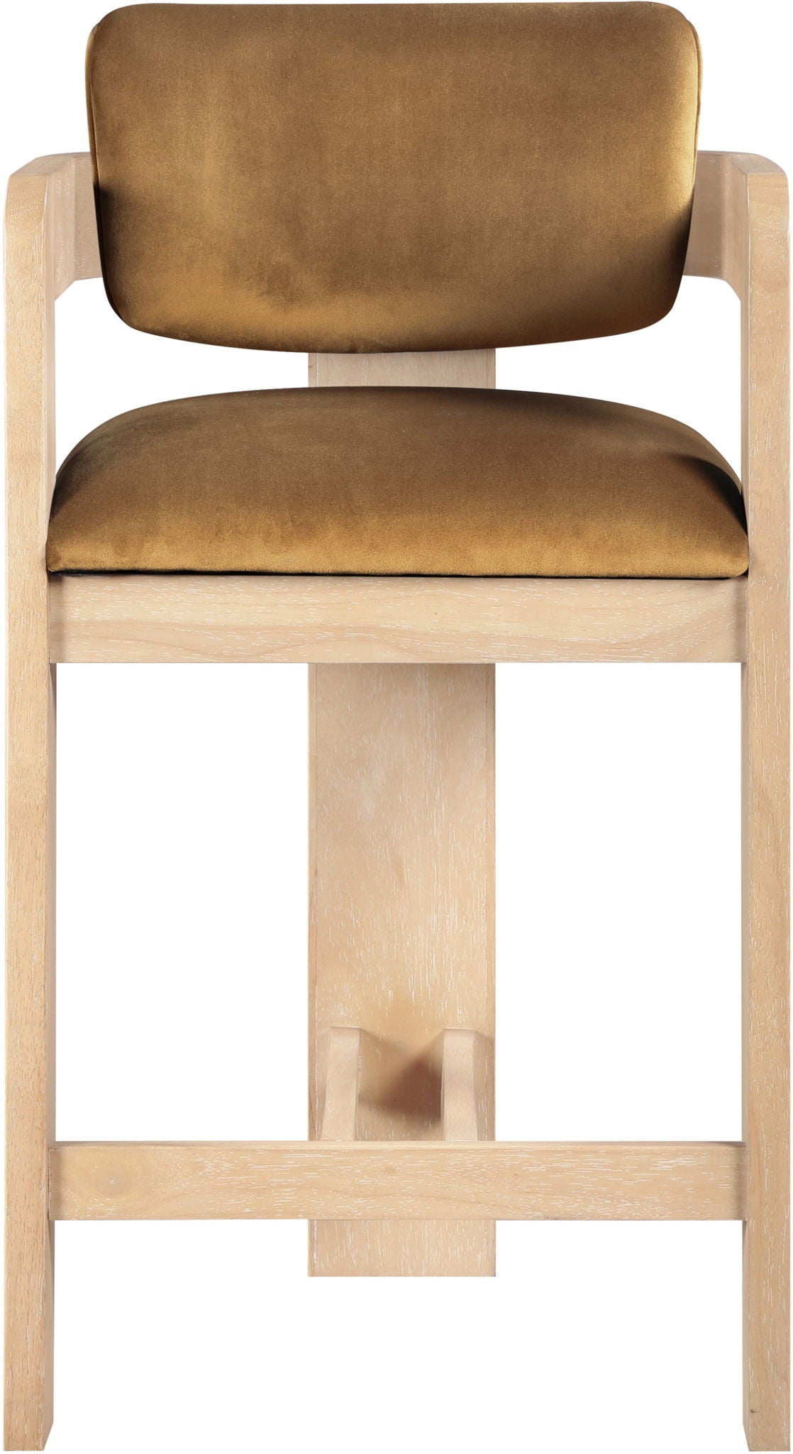 Sacha - Velvet Stool with Natural Base