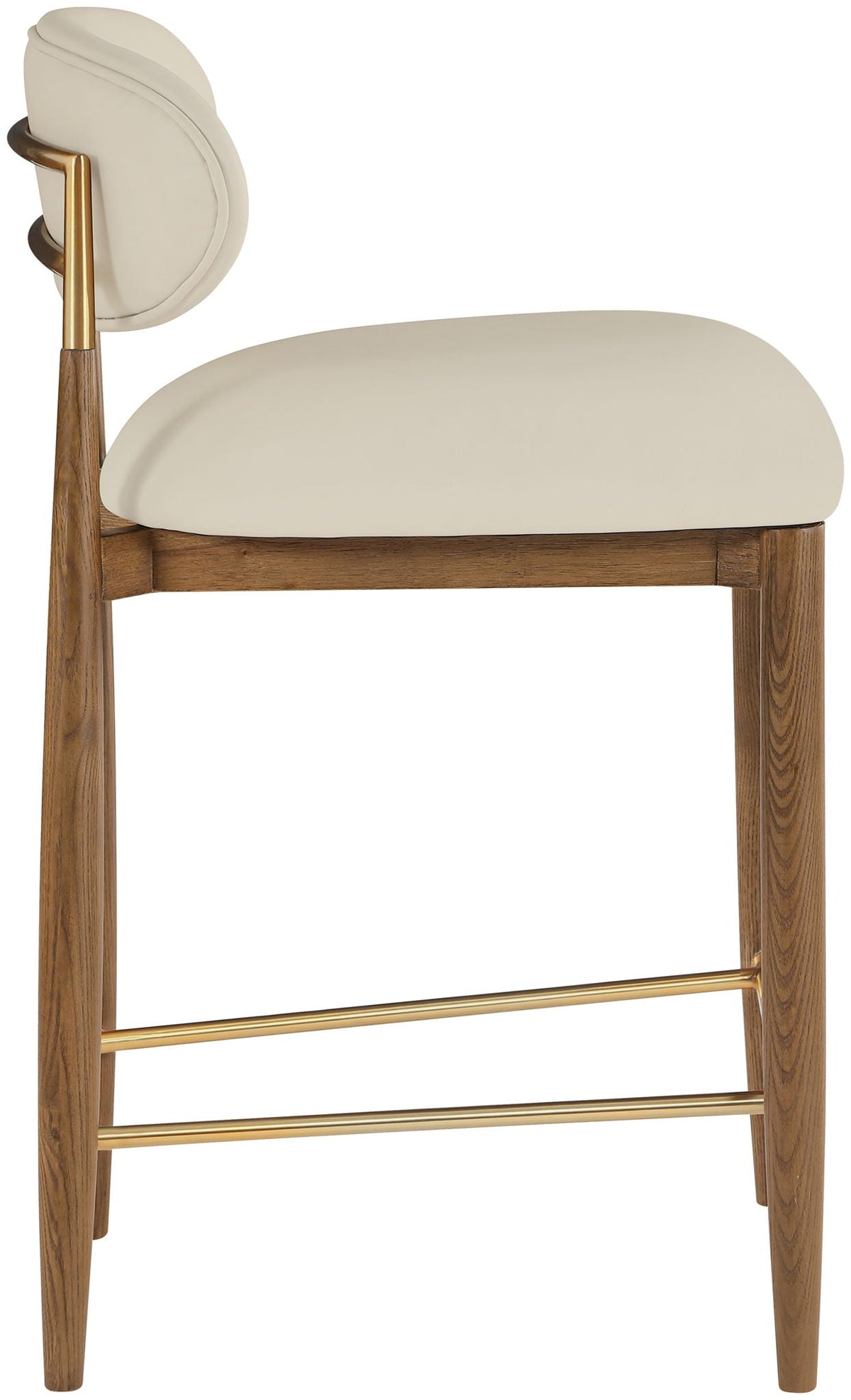 Riccio Vegan Leather Counter Stool with Walnut & Gold Frame