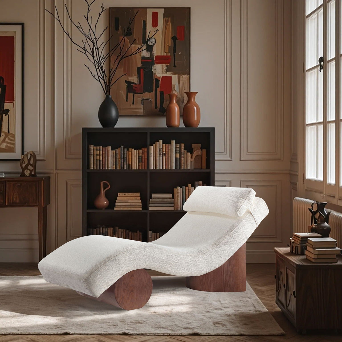 Marcella - Chaise Lounge with Walnut Base