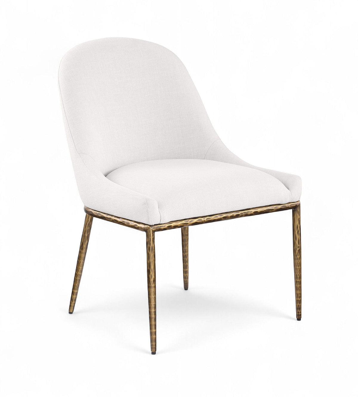 Ferro Performance Fabric Dining Side Chair — Brushed Gold Legs - Cream Linen