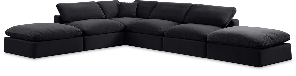Comfy Velvet Modular Sectional — 6-Piece Sectional — Black