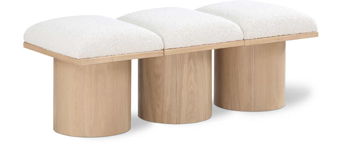 Pavilion Modular Bench 3-Piece Bench, 46.5"W x 18"D — Cream / Natural Base