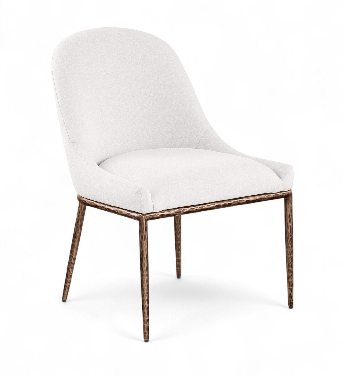 Ferro Performance Fabric Dining Side Chair — Brushed Bronze Legs - Cream Linen