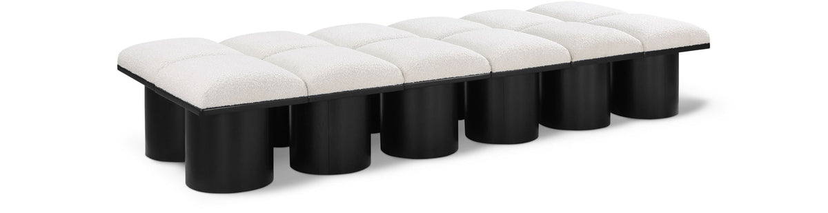 Pavilion Modular Bench 12-Piece Bench, 93"W x 36"D — Cream / Black Base