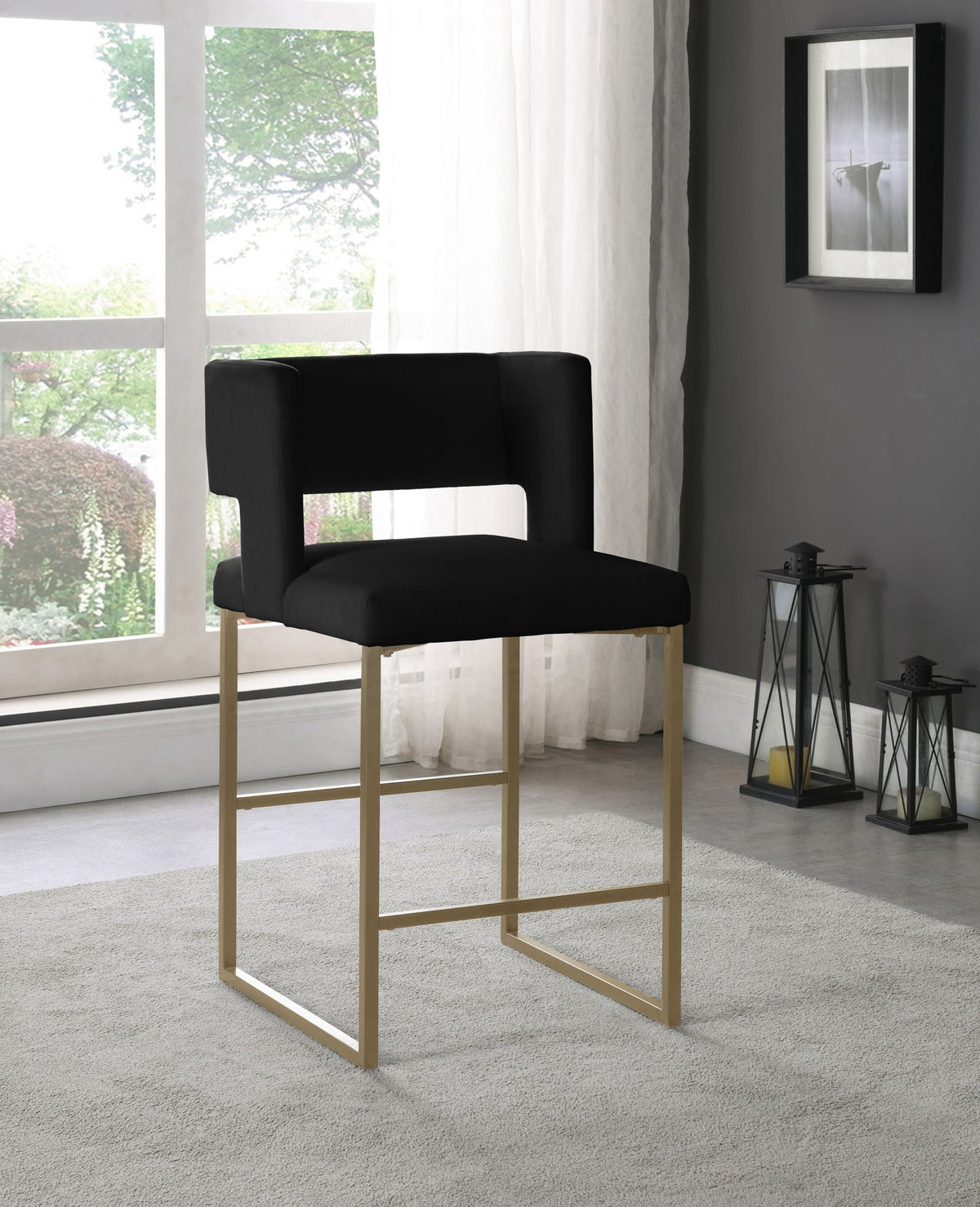 Caleb - Counter Stool (Set of 2) with Gold Legs