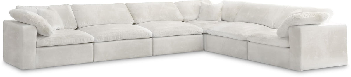 Cozy Velvet Modular Sectional — 6-Piece Corner Sectional — Cream