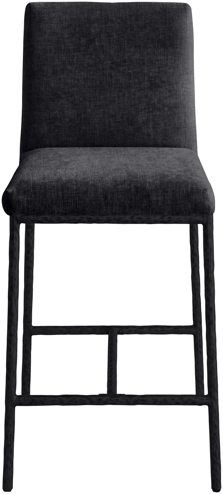 Reeves - Chenille Fabric Upholstered Counter Stool (Set of 2) with Black Base