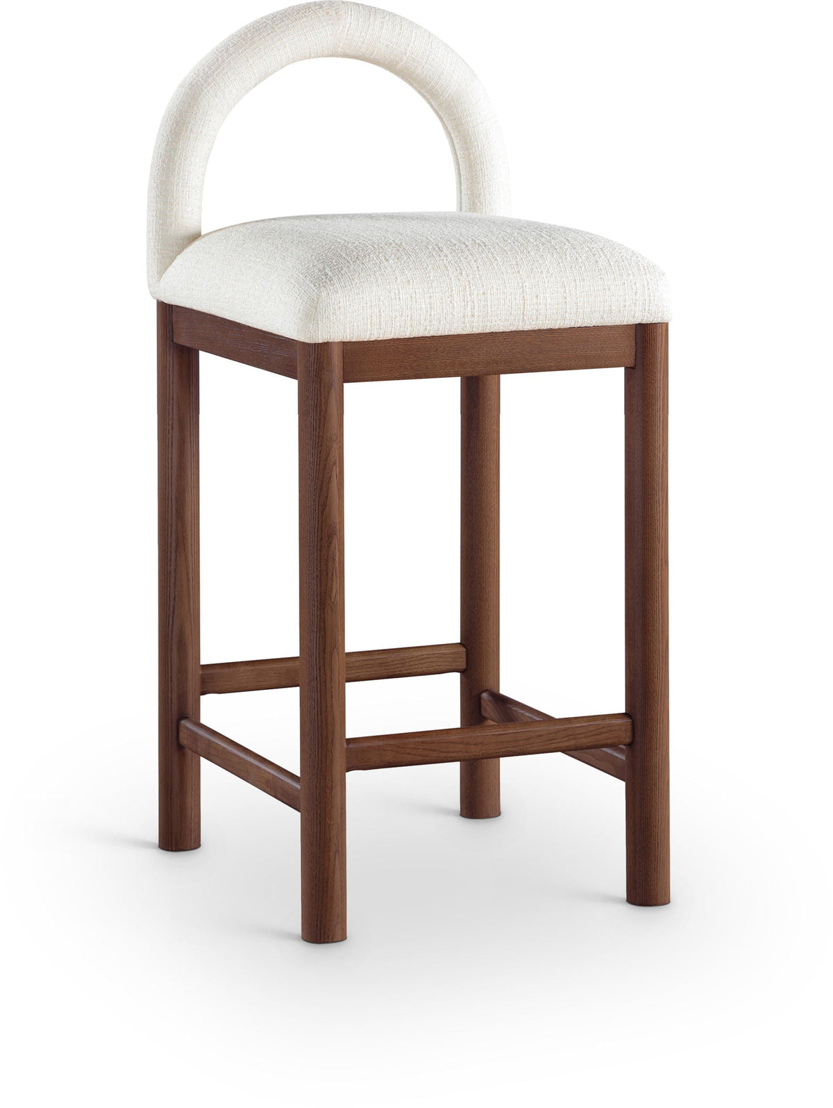 Conrad - Linen Counter Stool with Brown Legs