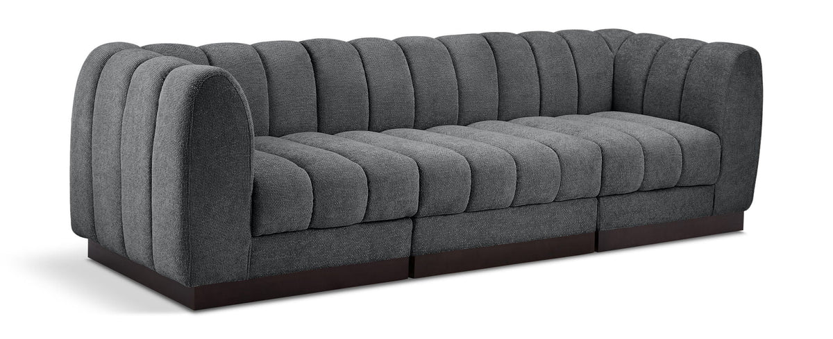 Quinn Chenille Modular Sectional — 3-Piece Sofa — Grey