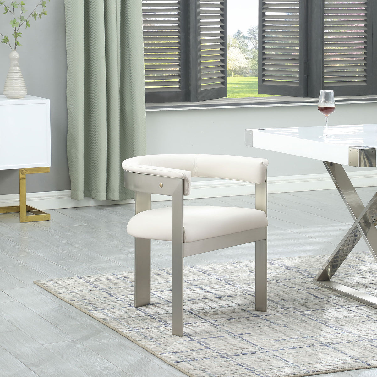 Romeo - Faux Leather Dining Chair (Set of 2) with Silver Base