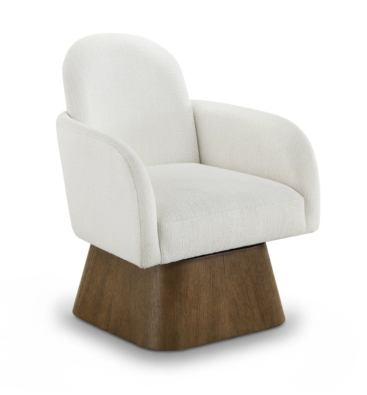 Marlowe - Linen Textured Fabric Upholstered Swivel Accent Chair with Brown Base