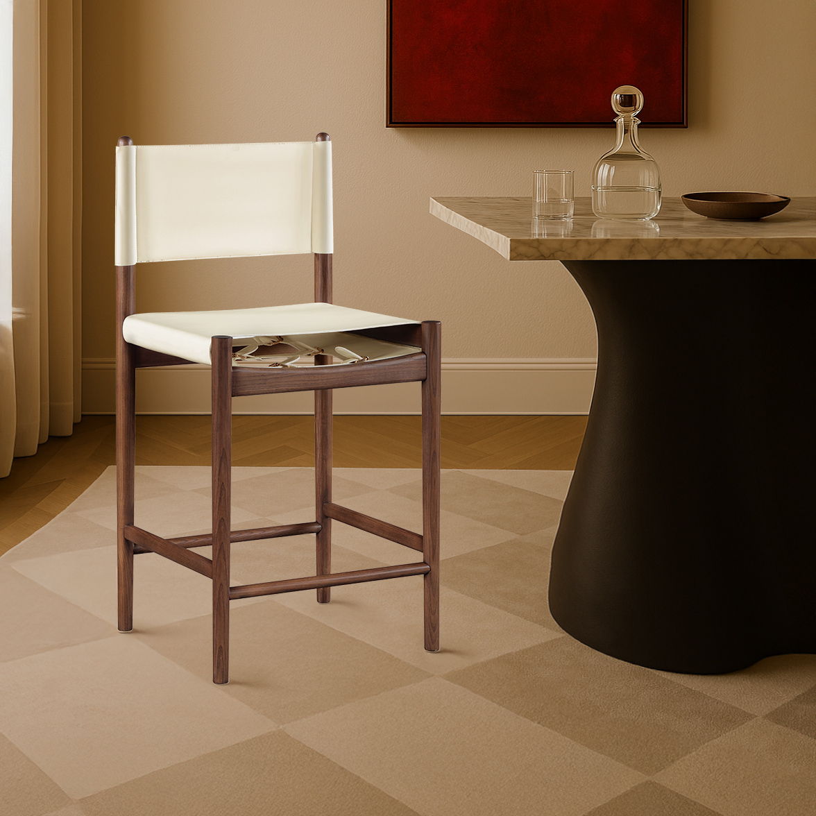 Rawlins - Counter Stool with Walnut Frame