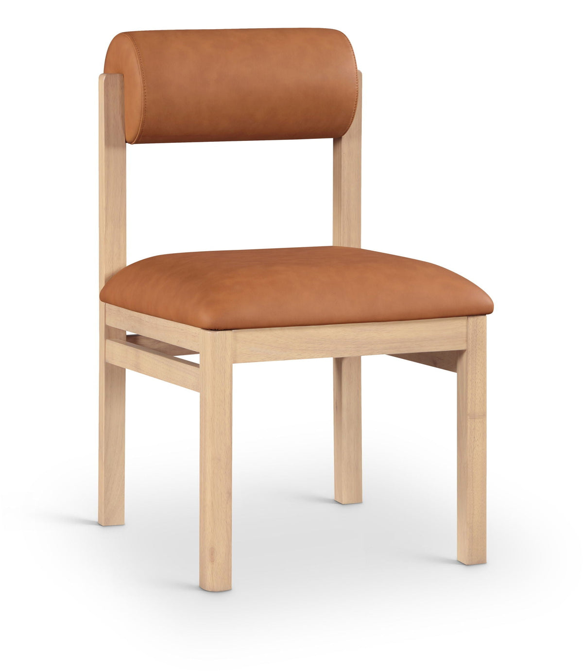 Roundhill - Faux Leather Dining Chair (Set of 2) with Natural Frame