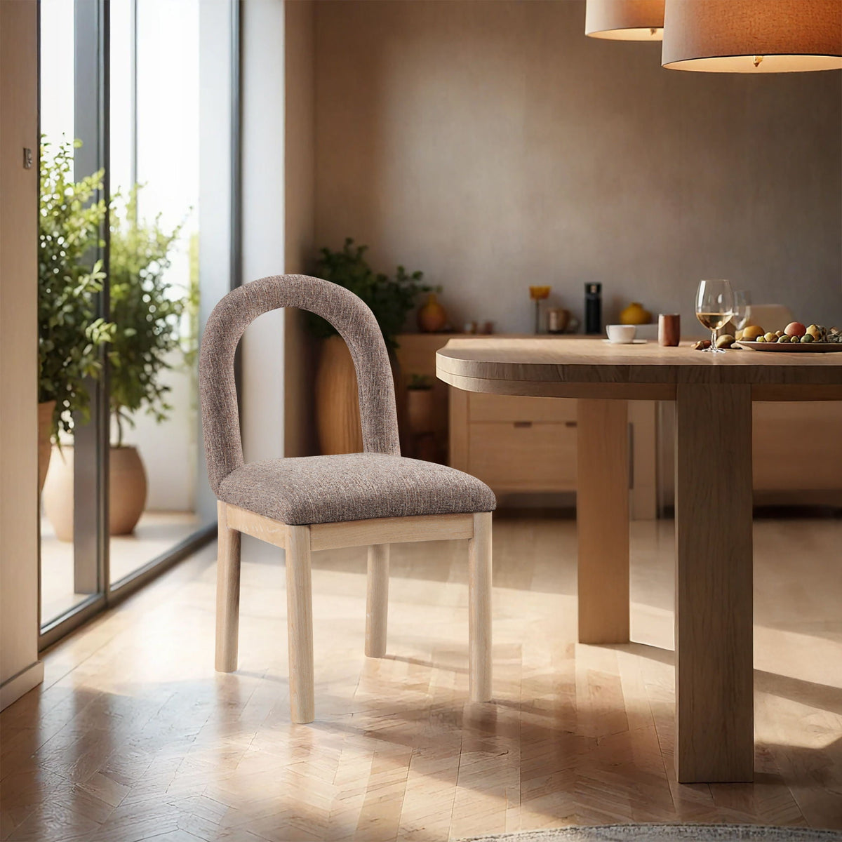 Conrad - Linen Dining Chair with Natural Legs