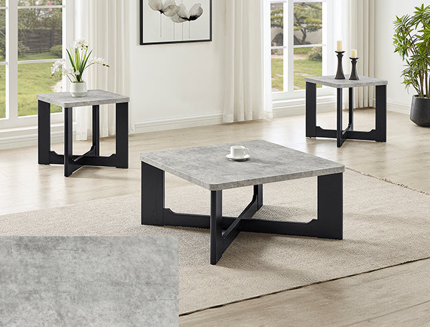 Royce Stone-Effect 3-Piece Cocktail Table Set — Dark Base