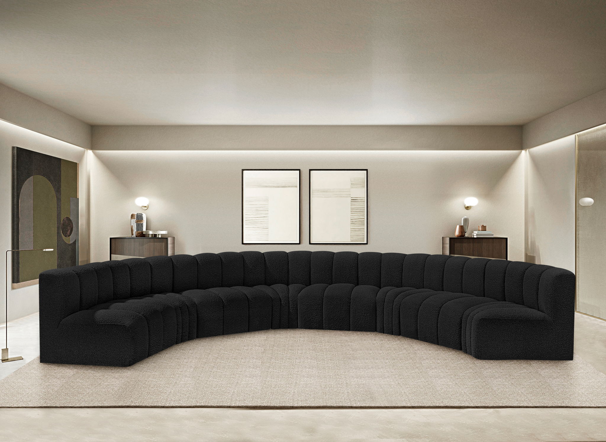 Arc - Boucle Fabric 8 Piece U-Shaped Modular Sofa