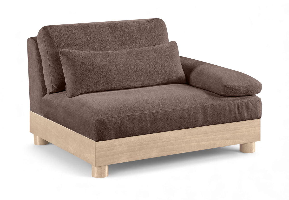 Turin Chenille Modular Sectional — Add-On: Right-Arm Chair — Brown
