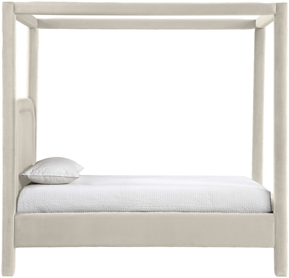 Salina Velvet Upholstered Canopy Bed — 10 Colors, Twin to King