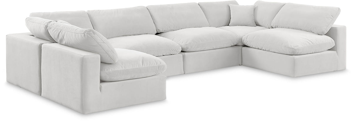 Comfy Velvet Modular Sectional — 6-Piece Armless Sectional — Cream
