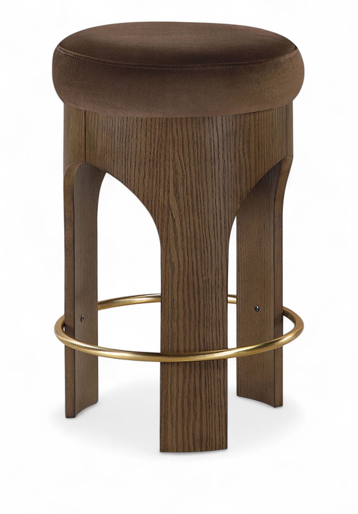 Bocceli Velvet Counter Stool with Brown Base