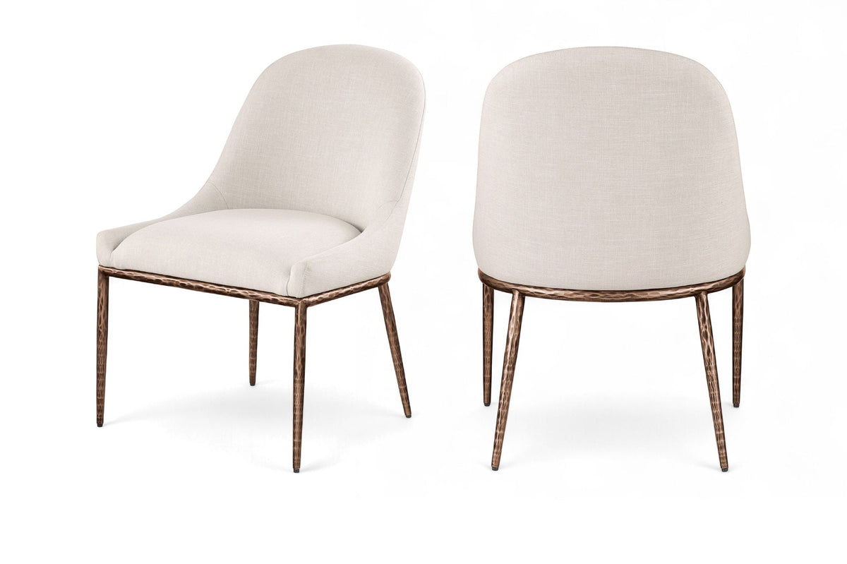 Ferro Performance Fabric Dining Side Chair with Brushed Bronze Legs