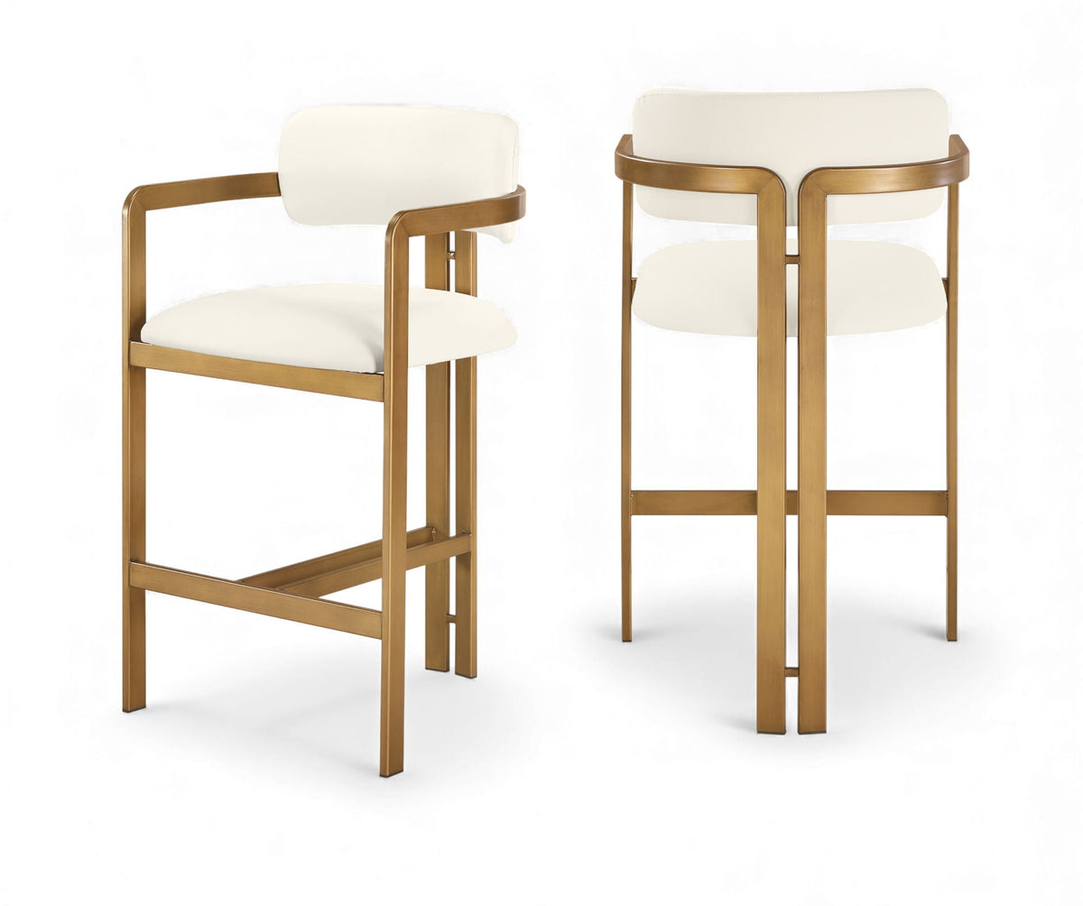 Aurum Vegan Leather Counter Stool with Brushed Brass