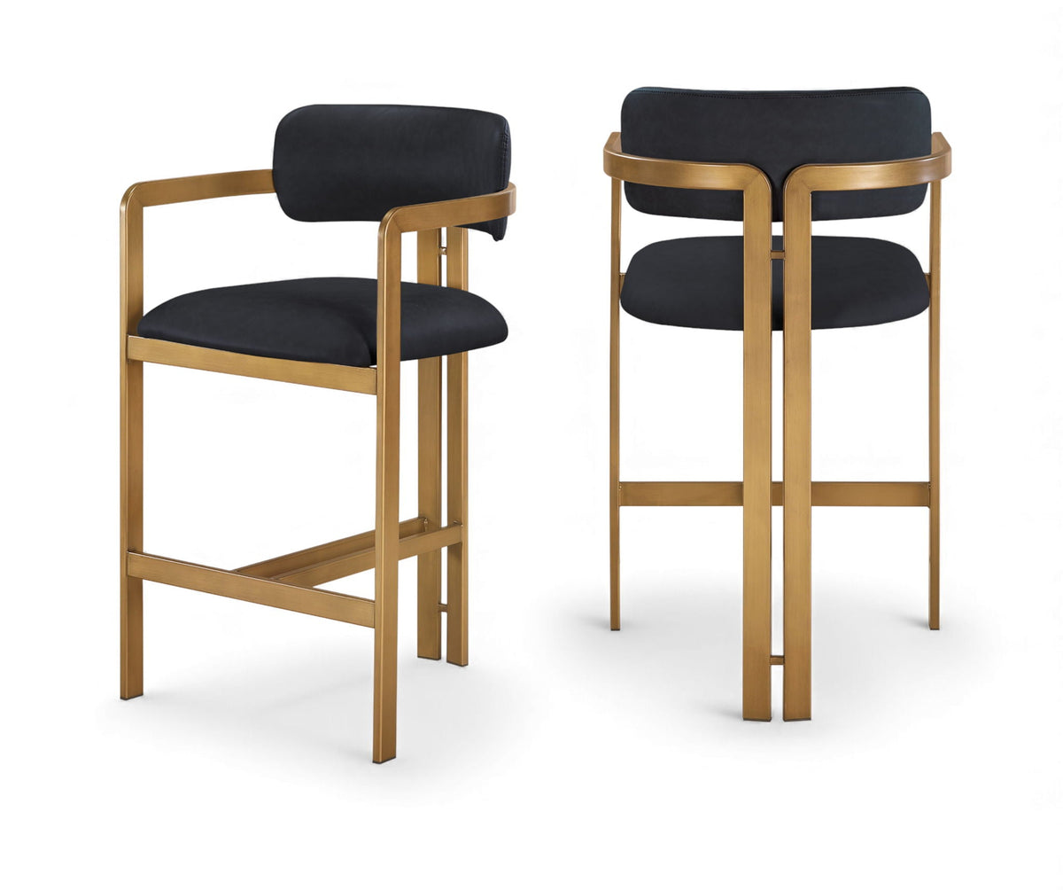 Aurum Vegan Leather Counter Stool with Brushed Brass