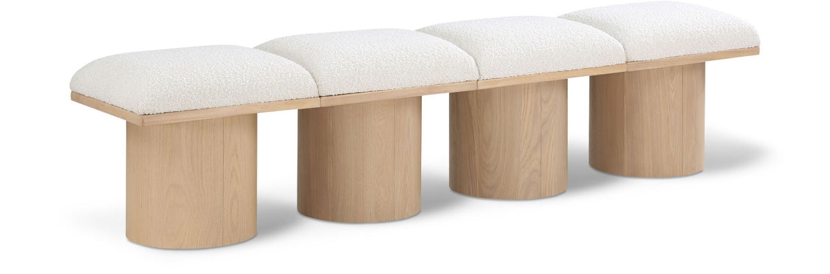 Pavilion Modular Bench 4-Piece Bench, 72"W x 15.5"D — Cream / Natural Base