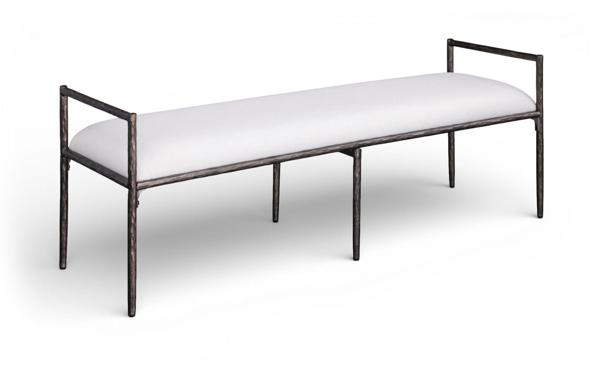 Axis - Linen Textured Beige Fabric Upholstered Bench - Linen Textured Cream Fabric Upholstered Bench