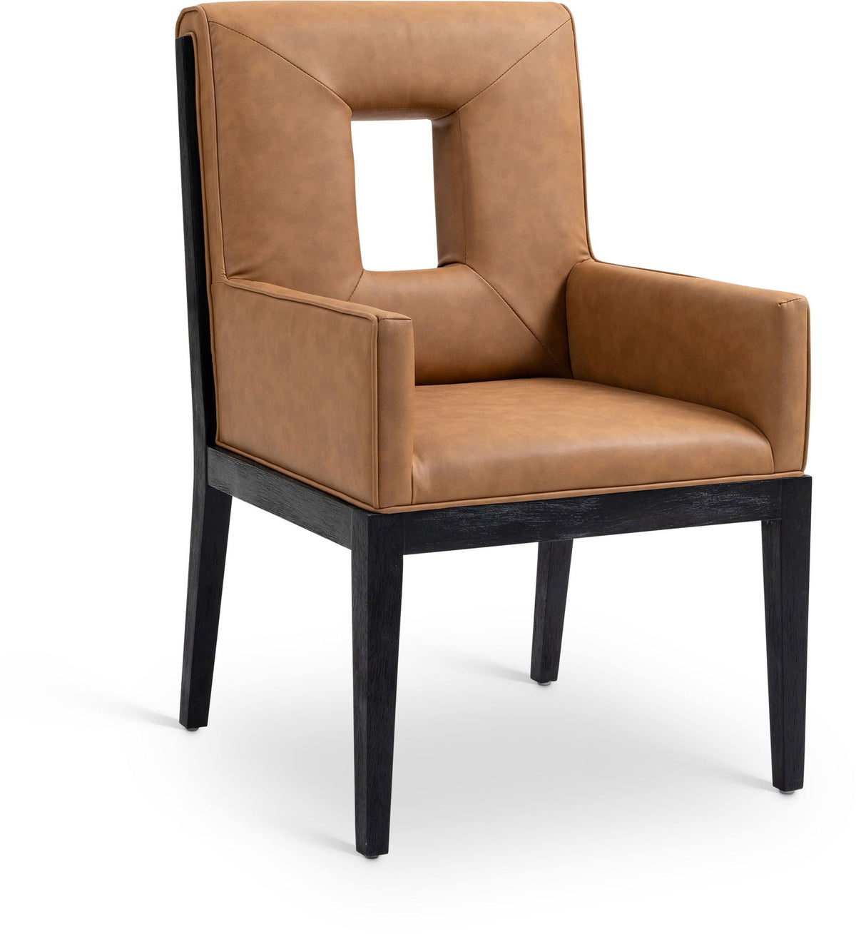 Gwendolyn - Faux Leather Dining Arm Chair with Black Frame