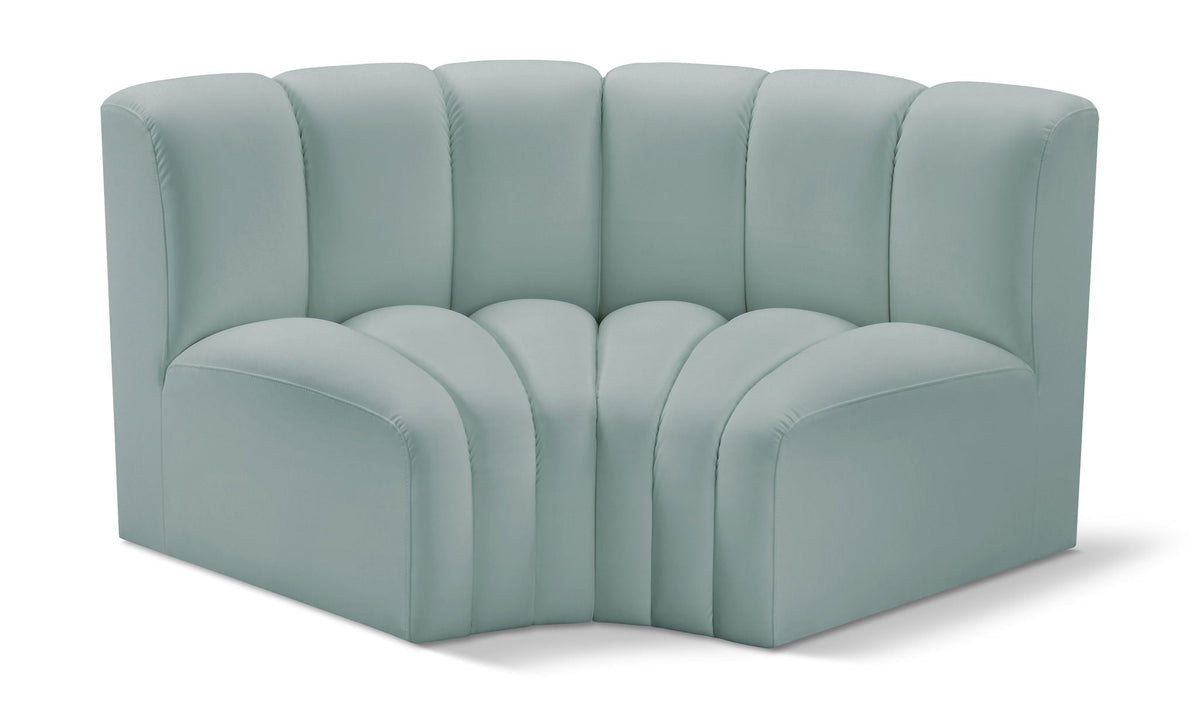 Arc Faux Leather Modular Sectional — 2-Piece Sofa (33" Deep) — Mint