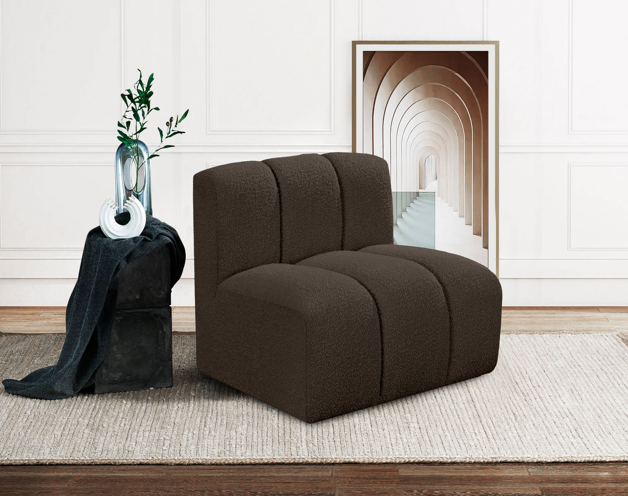 Arc - Boucle Fabric Straight Chair