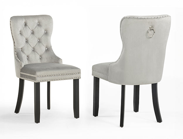Arabella Light Grey Velvet Accent Chair — Tufted
