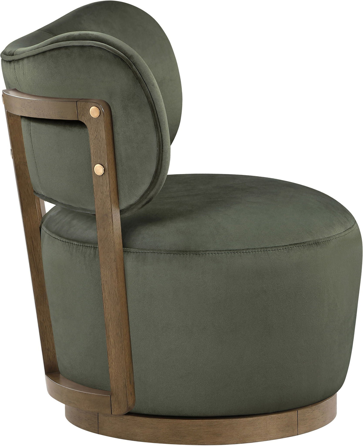 Elara - Velvet Upholstered Swivel Accent Chair with Brown Base