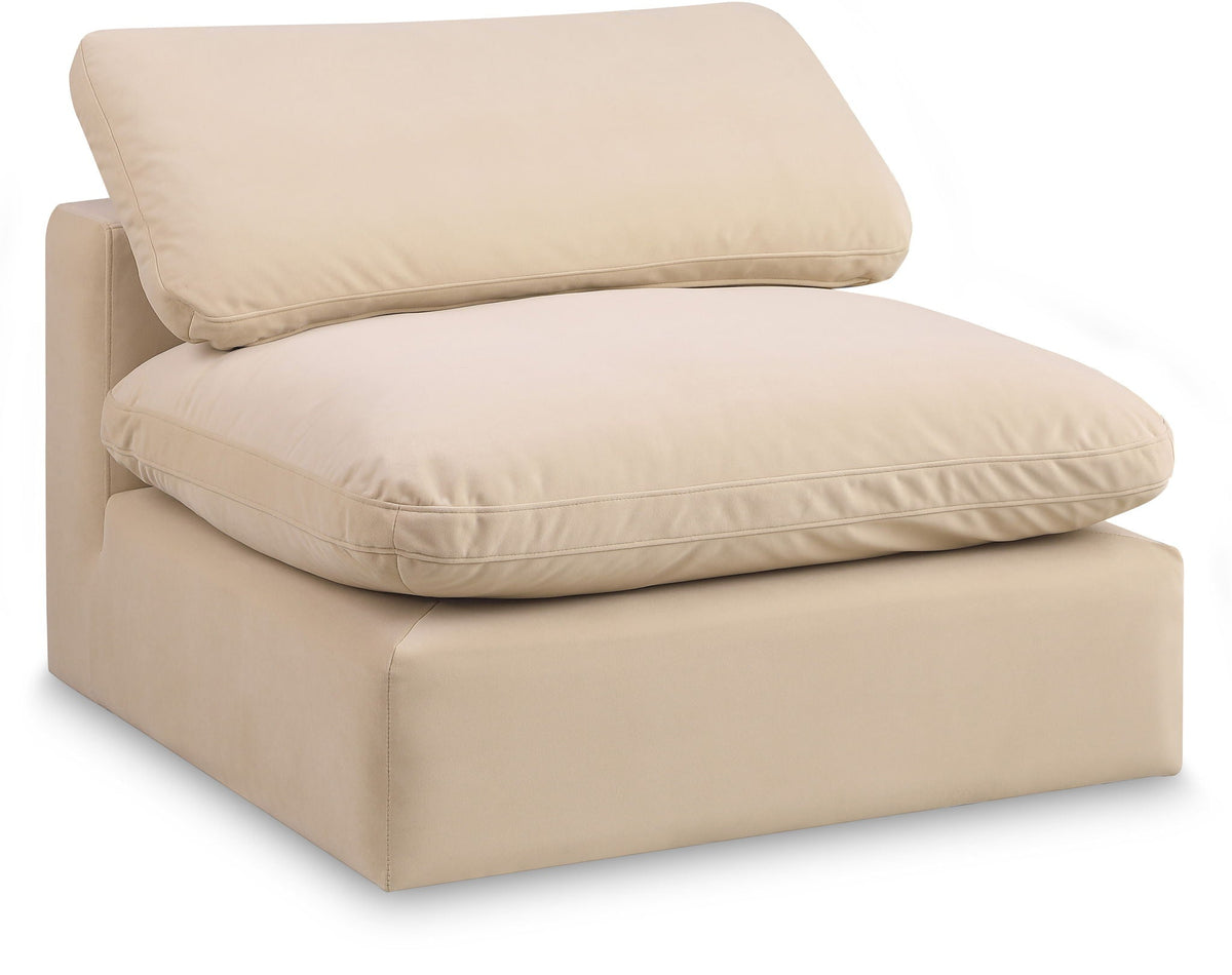 Comfy Velvet Modular Sectional — Add-On: Armless Chair — Beige