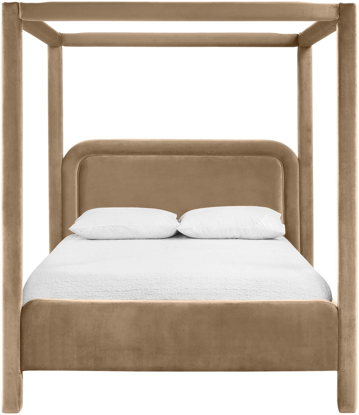 Salina Velvet Upholstered Canopy Bed — 10 Colors, Twin to King