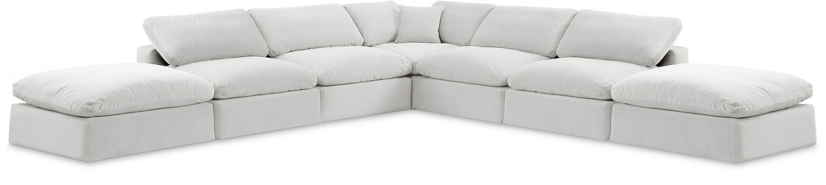 Comfy Velvet Modular Sectional — 7-Piece Corner Sectional — Cream