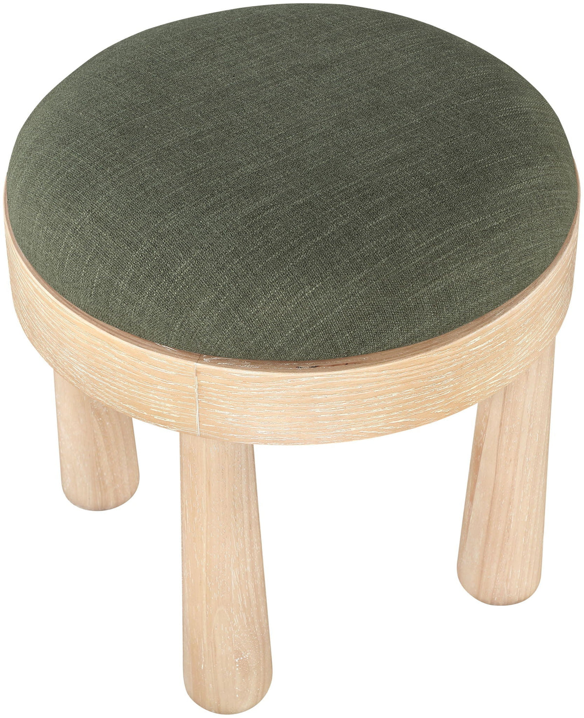 Larea Linen Ottoman with Natural Base