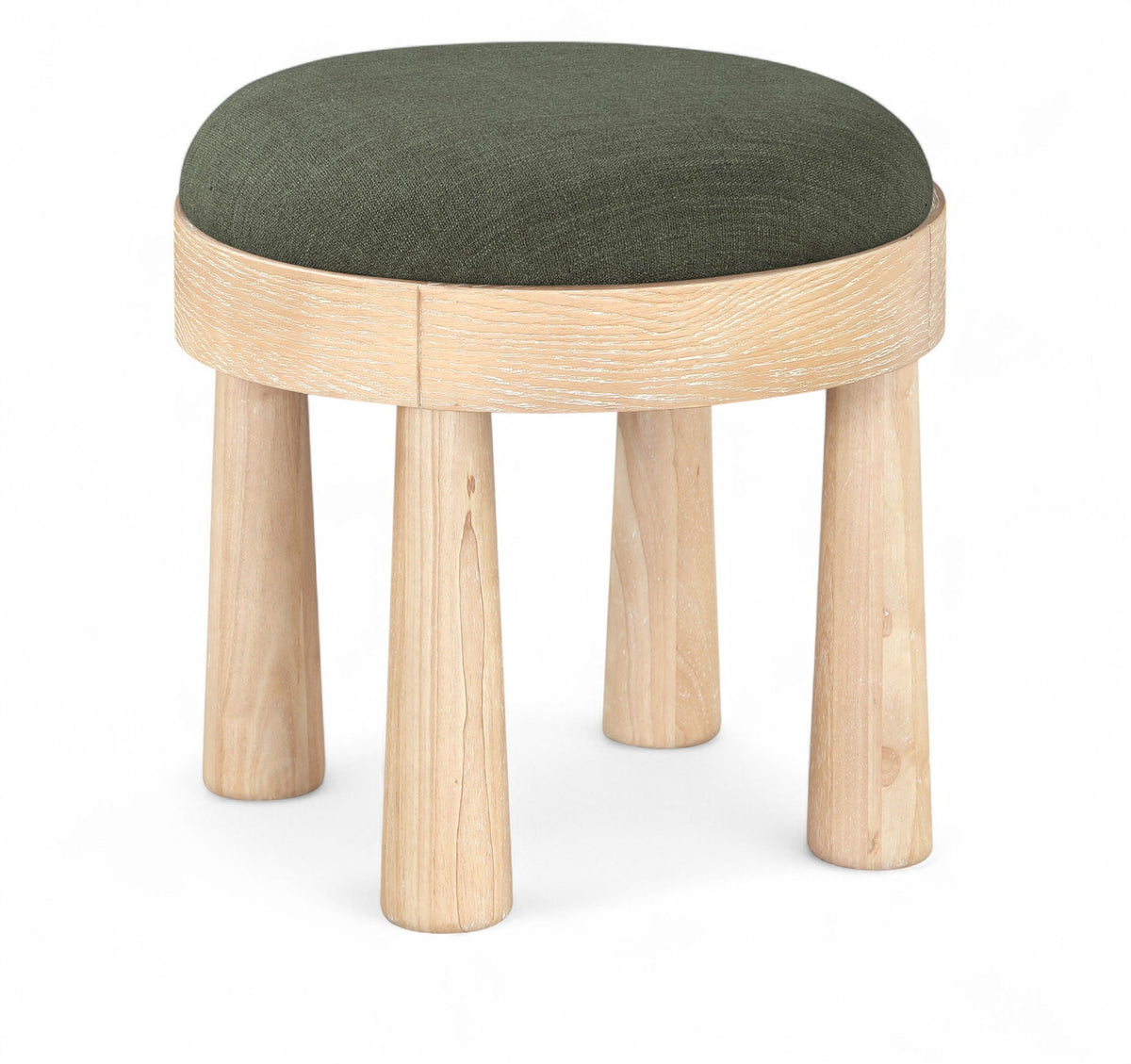 Larea Linen Ottoman with Natural Base