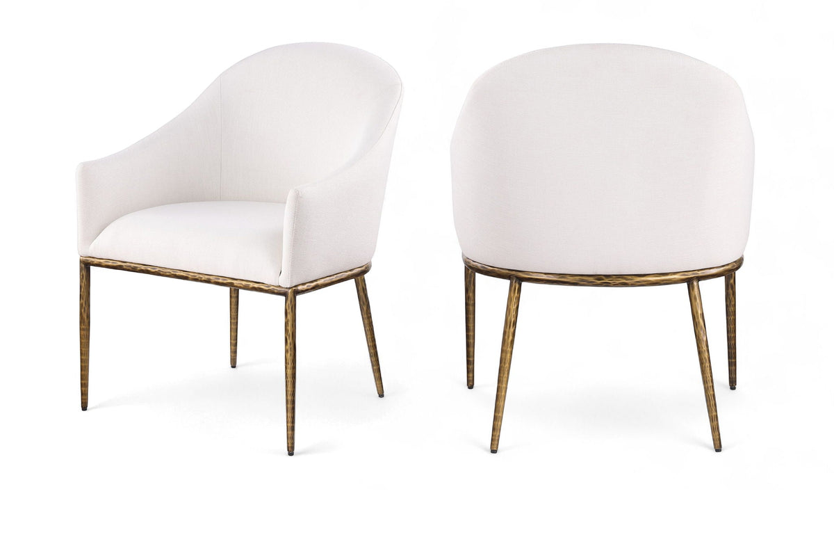 Ferro Performance Fabric Dining Arm Chair — Brushed Gold Legs - Gold