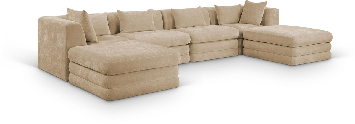 Stellar Chenille Modular Sectional — 6-Piece 152" Sectional, Style B — Beige