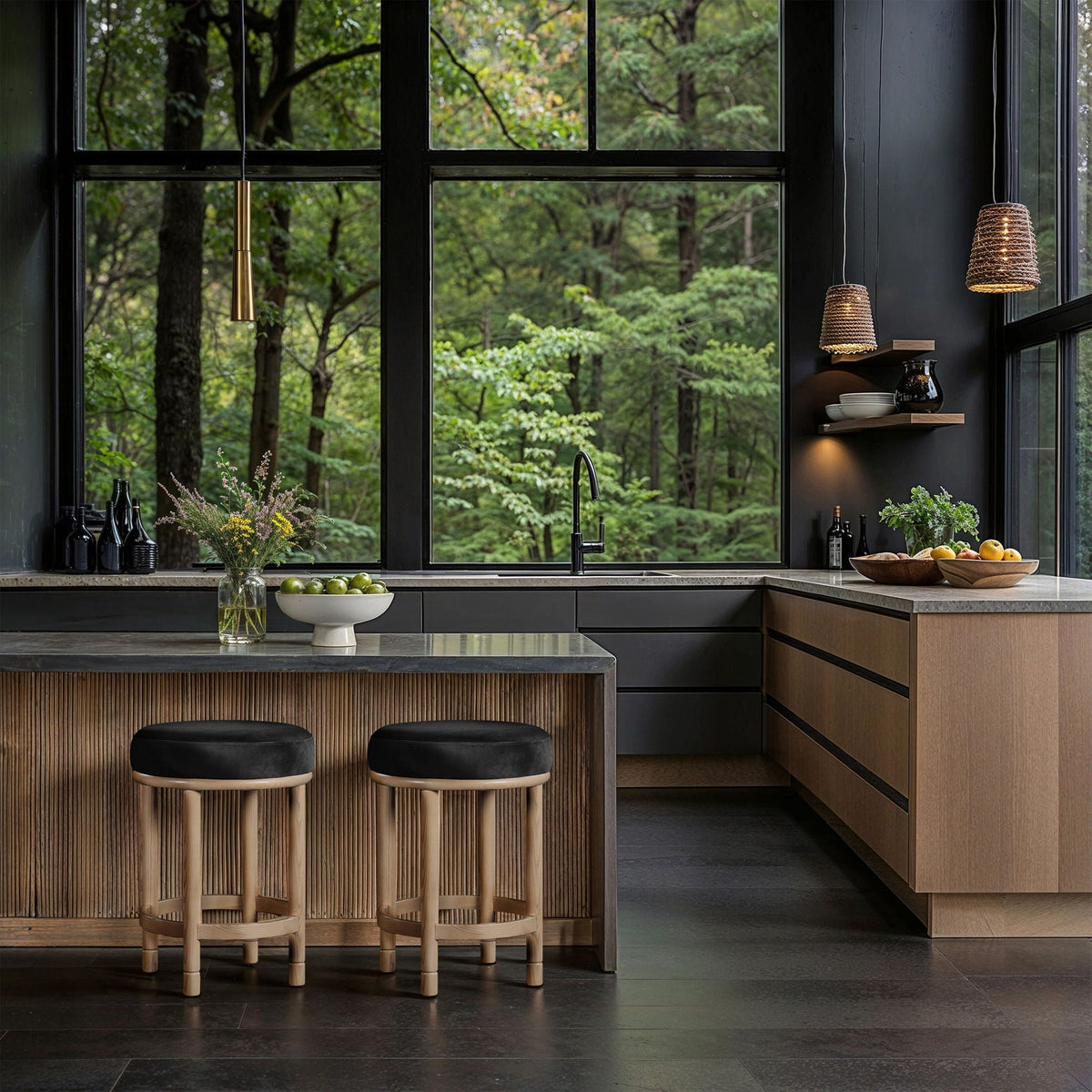 Monette - Counter Stool with Natural Base