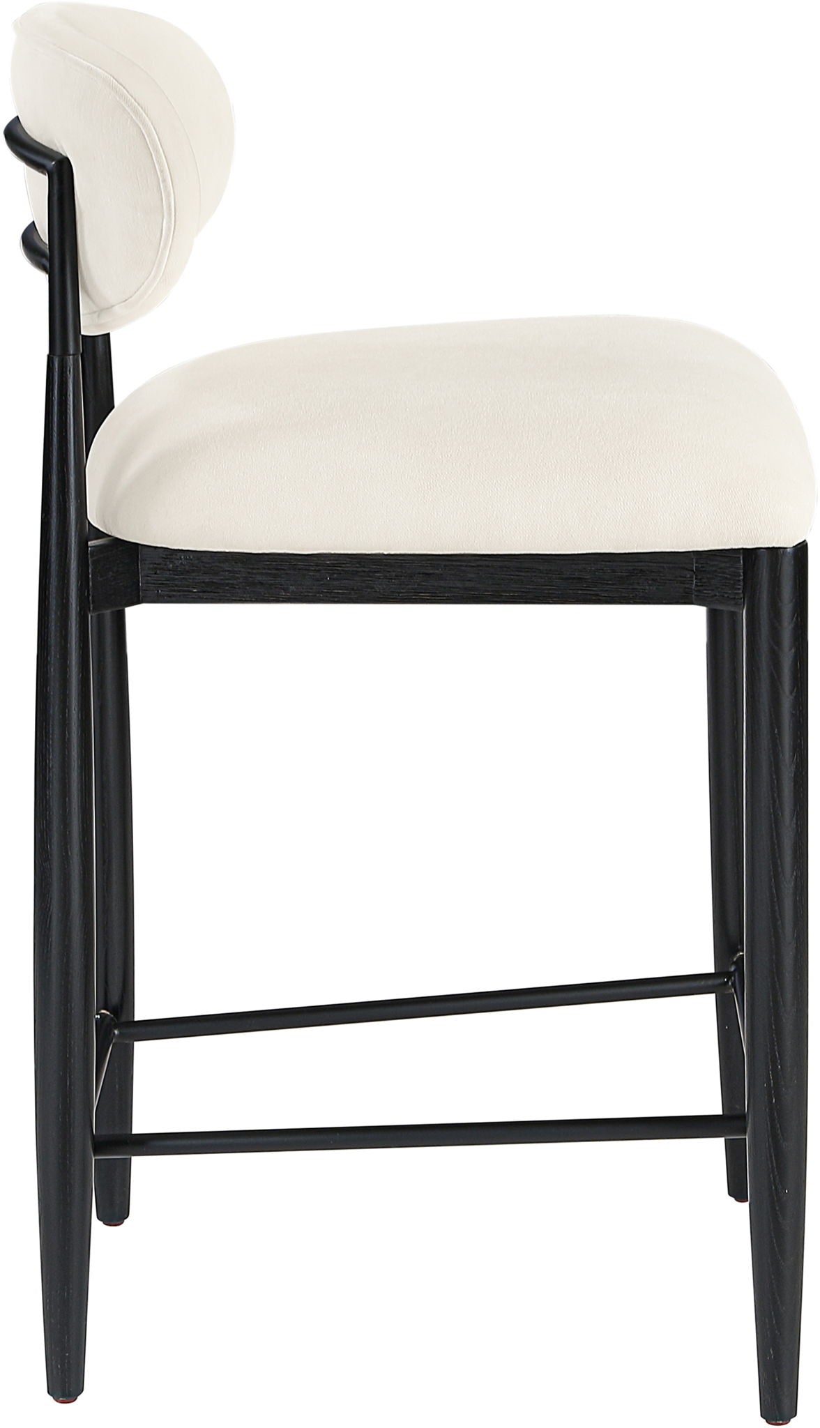 Riccio Fabric Counter Stool with Black Frame & Black Accents