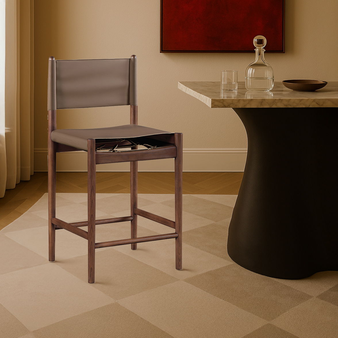 Rawlins - Counter Stool with Walnut Frame