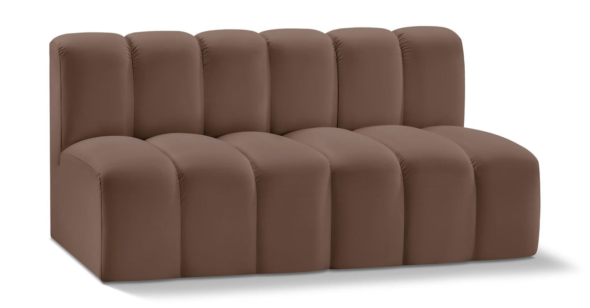 Arc Faux Leather Modular Sectional — 2-Piece Sofa (31" Deep) — Brown