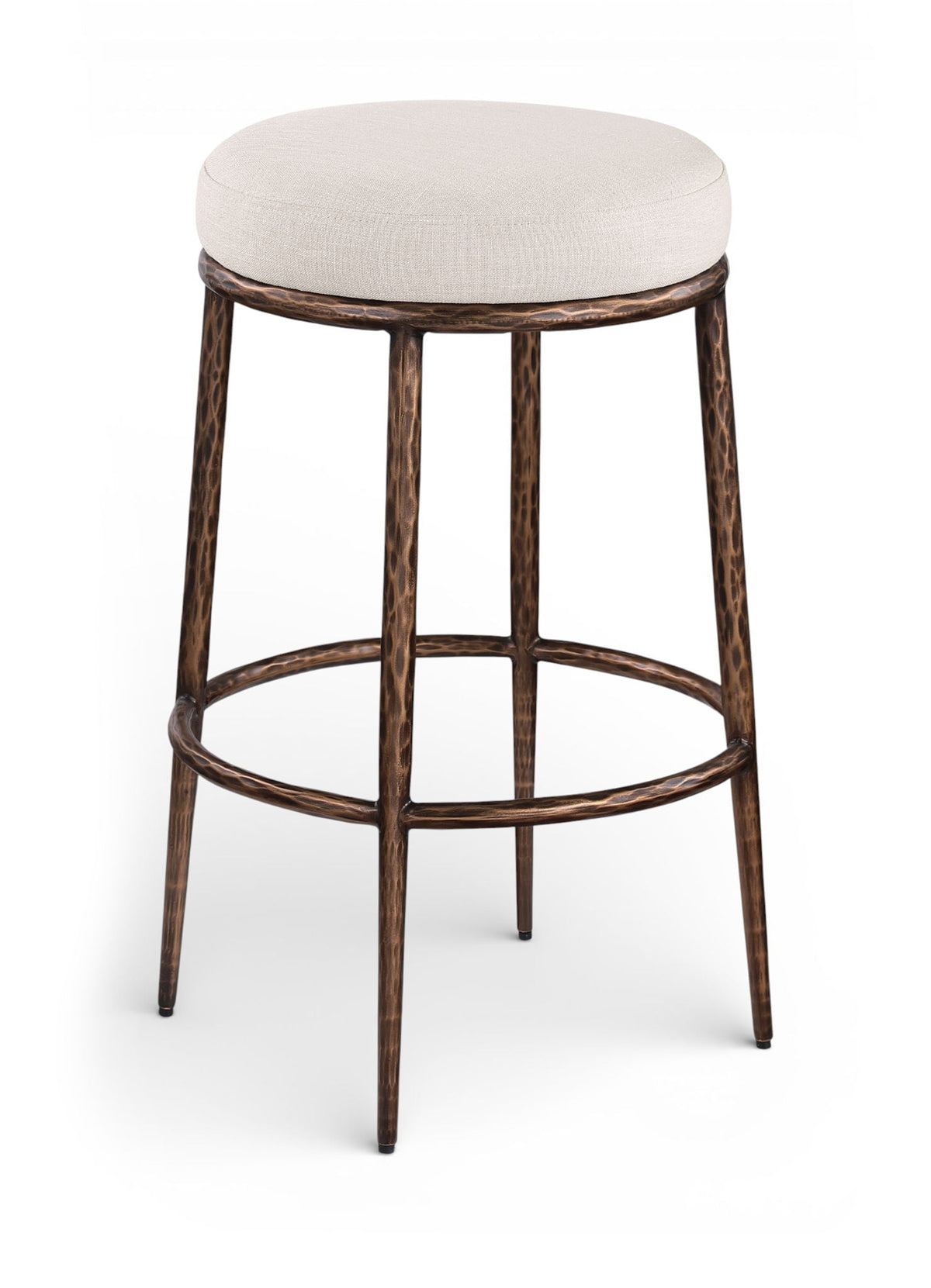 Ferro Performance Fabric Backless Bar Stool with Antique Bronze Frame