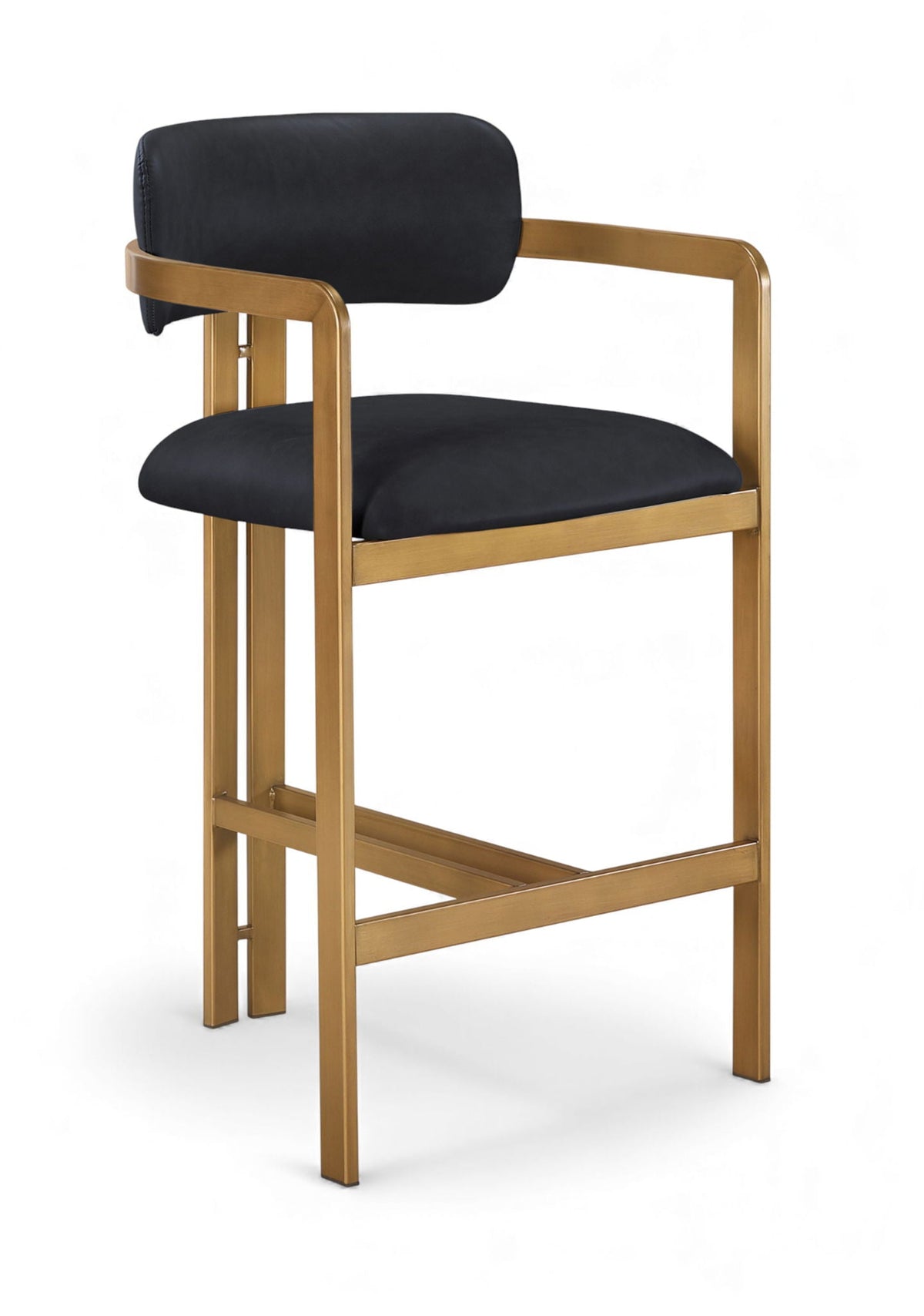 Aurum Vegan Leather Counter Stool with Brushed Brass