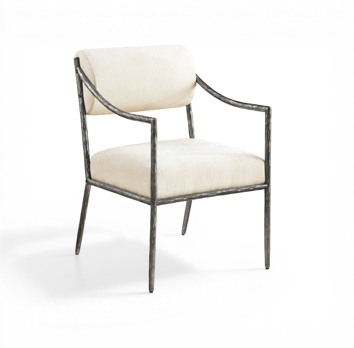 Bastille Chenille Dining Arm Chair Set of 2 with Silver Frame