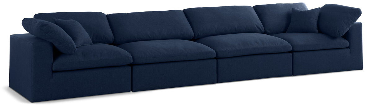 Serene Linen Modular Sectional — 4-Piece Sofa — Navy