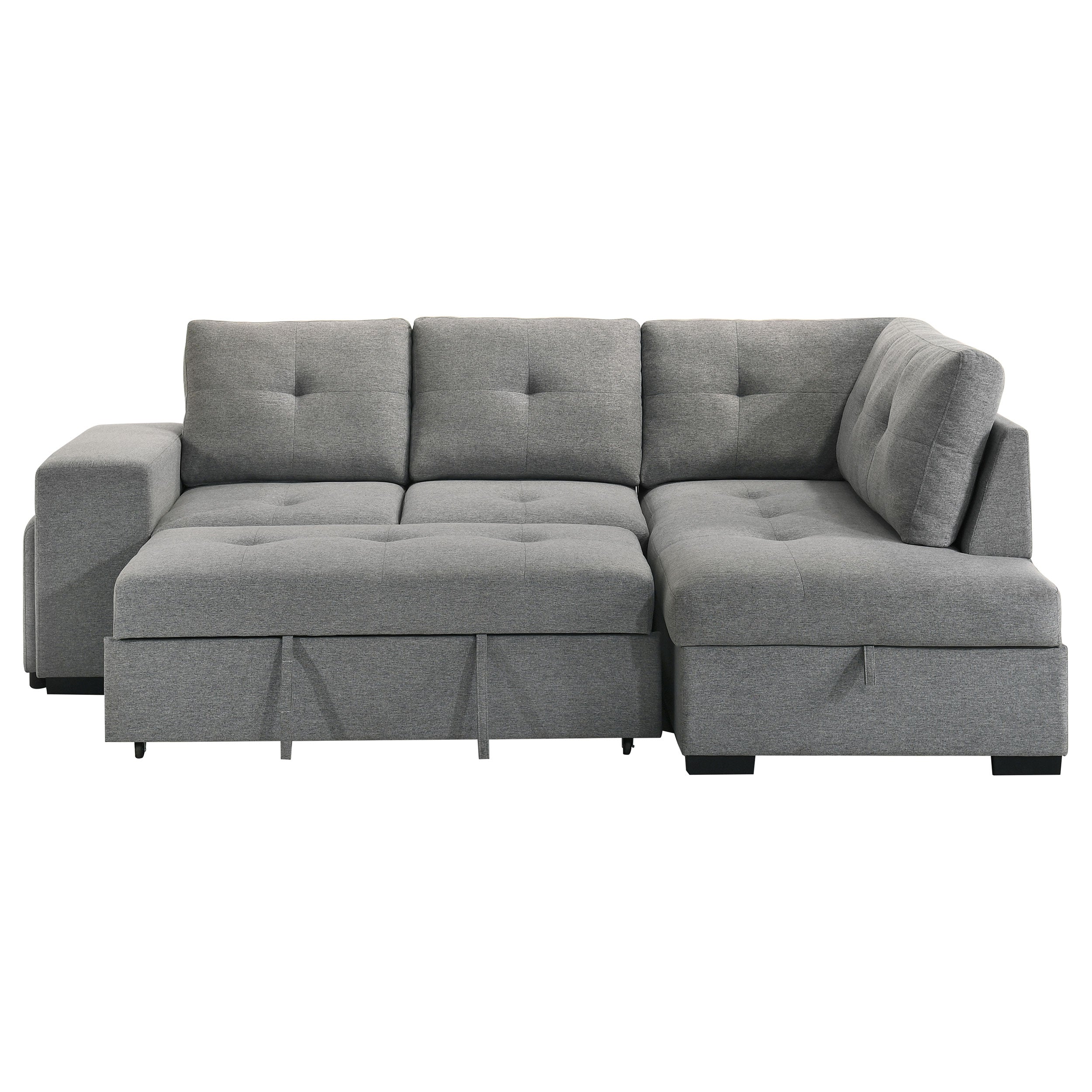 Roanne Fabric Upholstered Sleeper Sectional Sofa Grey